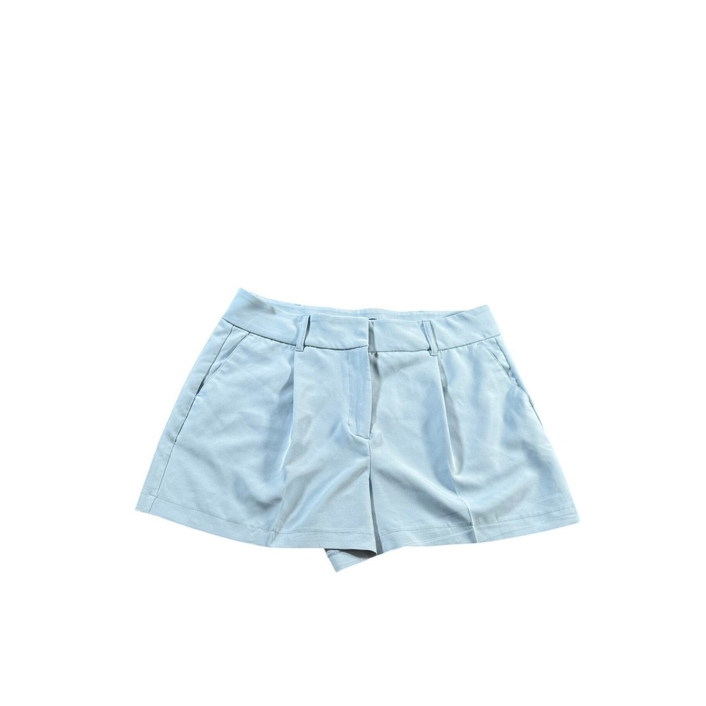Express Shortie Super High Rise Pleated Dress Shorts Light Blue Size 14